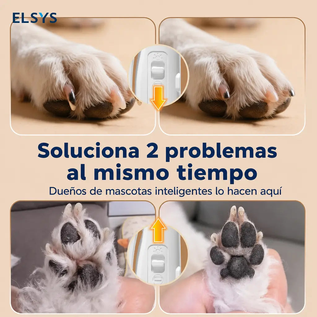Cortador de uñas y recortadora de pelo para mascotas con luz LED, recolector integrado y carga USB-C para perros y gatos