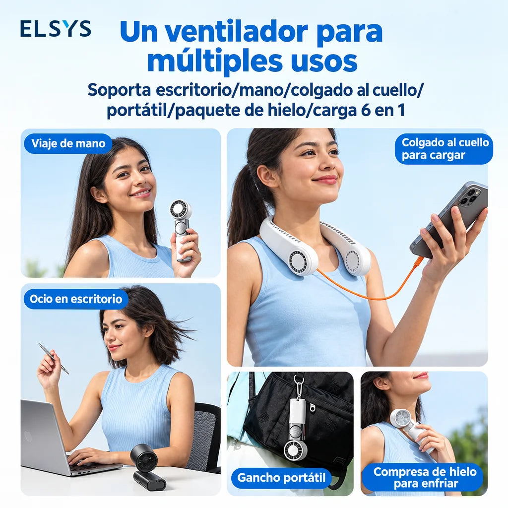 Mini ventilador portátil 7 en 1 con 100 velocidades