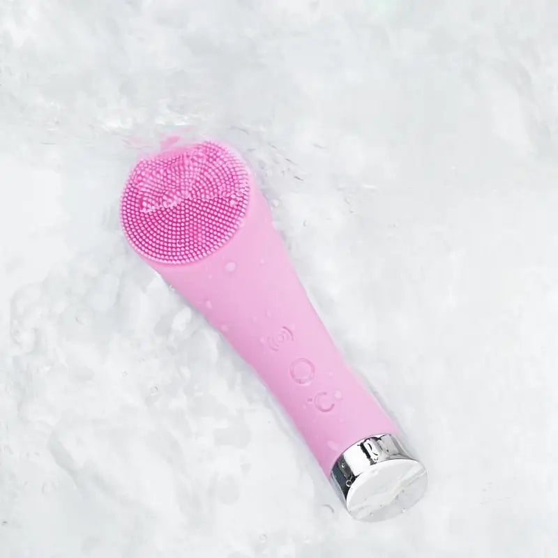 Cepillo Limpiador Facial Térmico y Vibratorio con Masajeador, Limpiador Eléctrico de Silicona para Mujer y Hombre, Limpieza Profunda y Exfoliación Suave (Rosa)