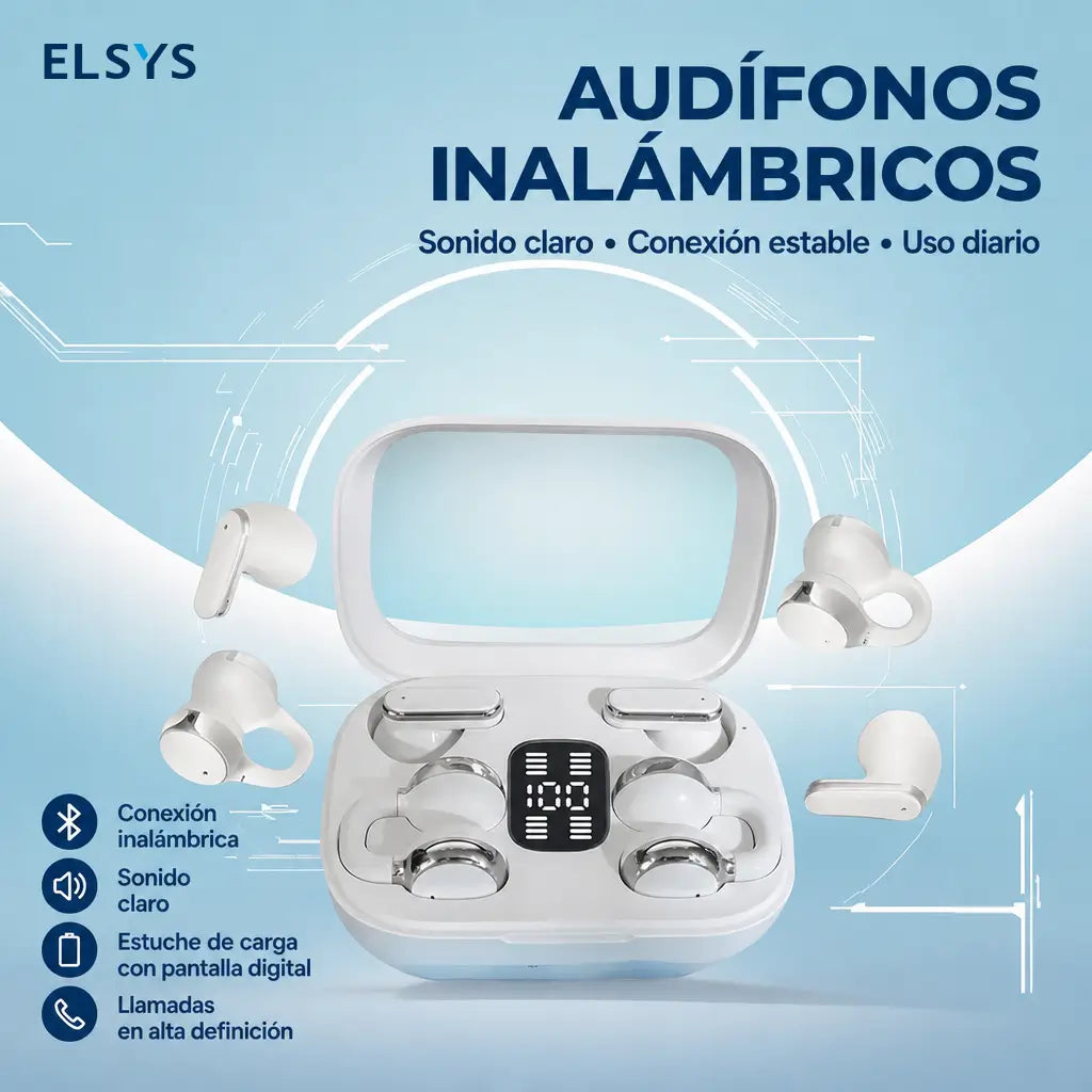 Auriculares inalámbricos Bluetooth 5.4 2 en 1 con modo in-ear y clip-on para música, llamadas claras y gaming sin cables diario