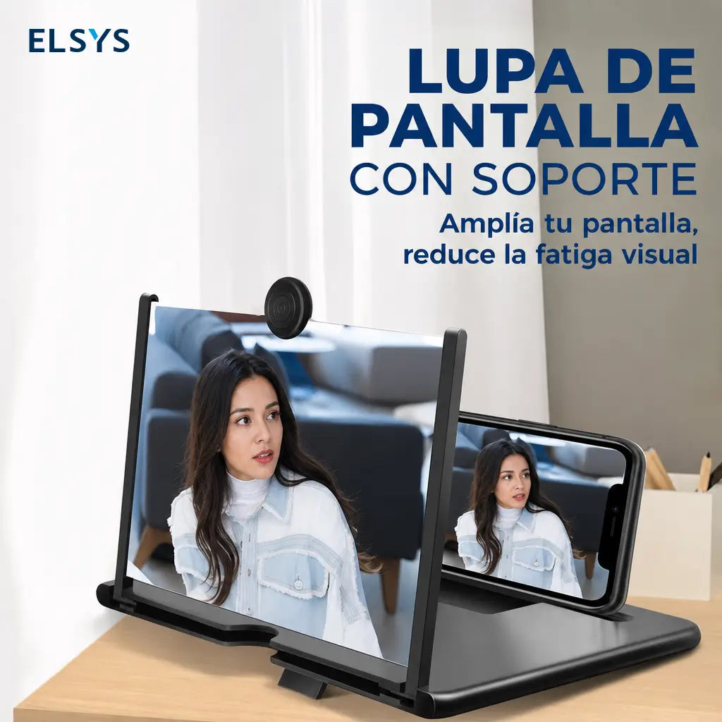 Lupa amplificadora de pantalla 10 pulgadas para celular, aumento 4x Ultra HD y soporte para ver videos o clases cómodamente en casa