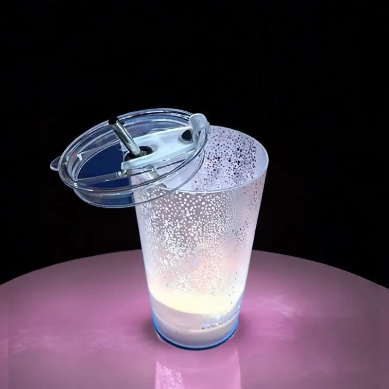 Vaso LED Luminoso para Fiestas de 415ml con Tapa y Popote - Colores Personalizables