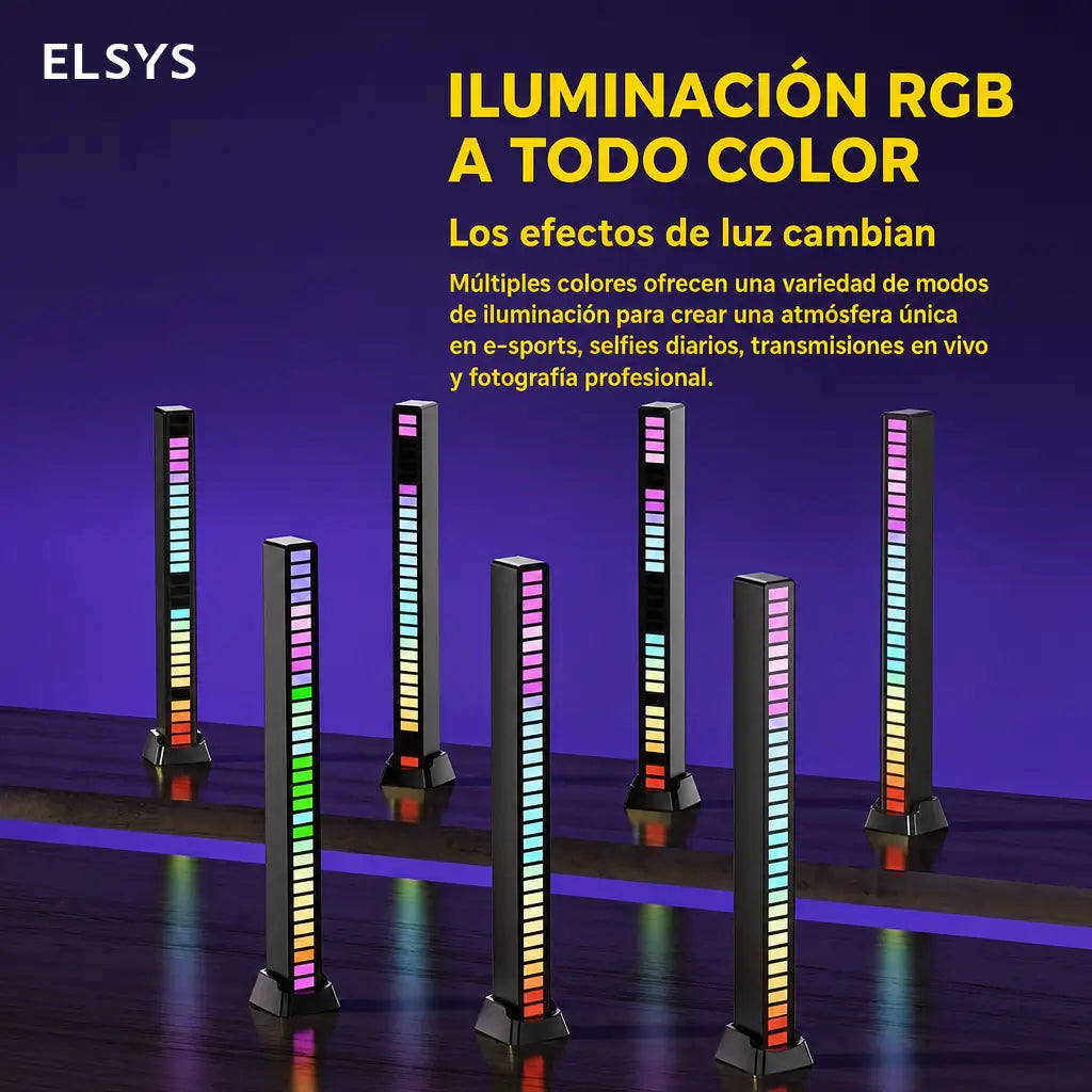 Luz LED RGB rítmica con control por app y USB-C para gaming, fiestas, auto y escritorio con sonido sincronizado portátil recargable