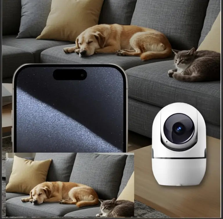 Cámara de Seguridad WiFi Inteligente 2MP/3MP con IA, Giro e Inclinación, Detección de Humanos, Audio de 2 Vías, Visión Nocturna IR, IP64, Blanca
