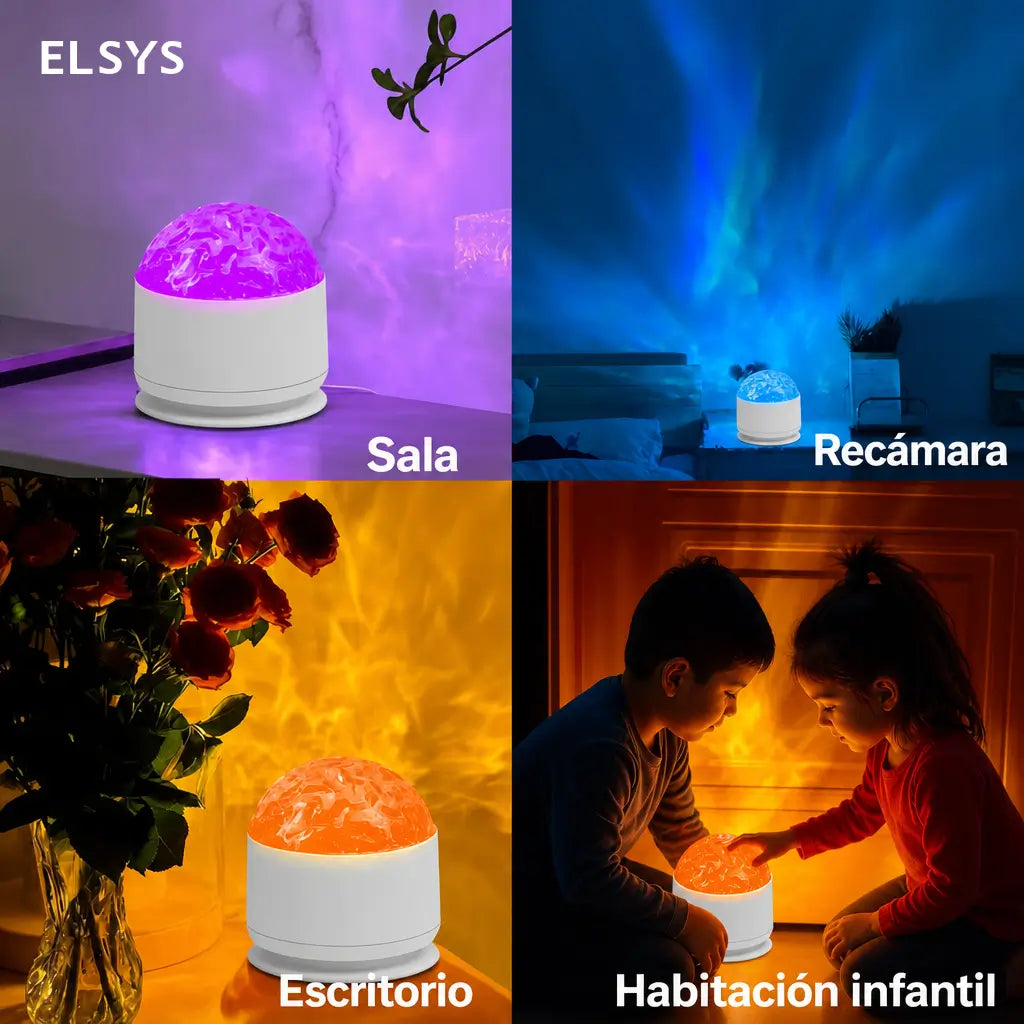 Lámpara proyectora USB de aurora boreal y ondas oceánicas con control remoto y brillo ajustable para cuartos infantiles, fiestas y noches románticas