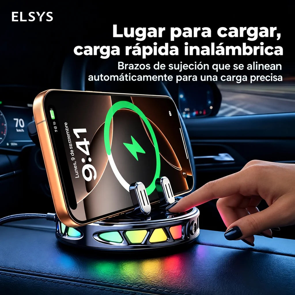Soporte para auto 360° con carga inalámbrica