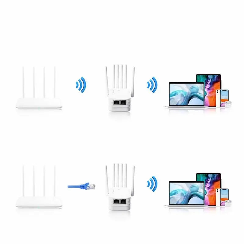 Extensor de WiFi 2025 de 6 Antenas, Amplificador de Señal Potente Doble Banda 1200Mbps, Cobertura hasta 1,100 m² y 100 Dispositivos, Repetidor con Puerto Gigabit y Conectividad IA, Ideal para Home Office y Streaming
