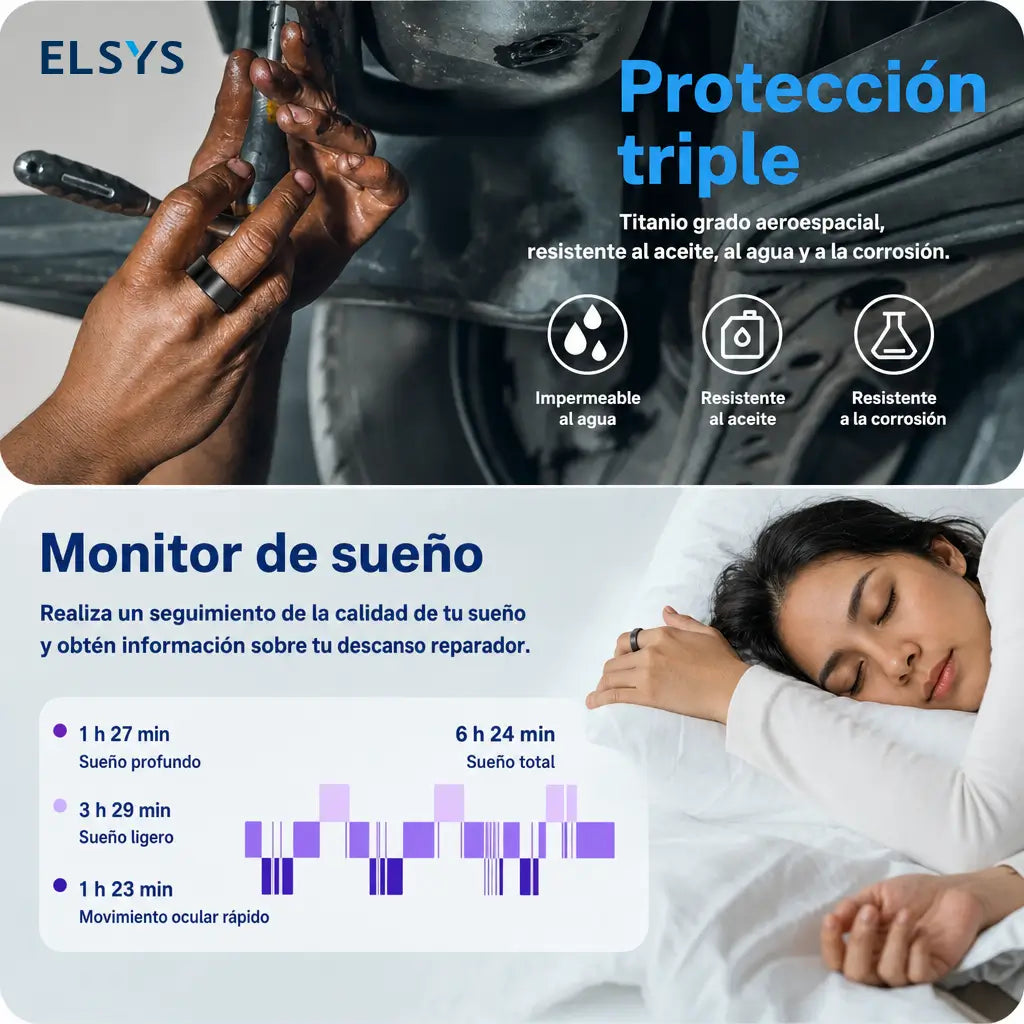 Anillo inteligente con monitoreo cardiaco, sueño y 5 modos deportivos para uso diario, ejercicio y seguimiento en celular iOS y Android