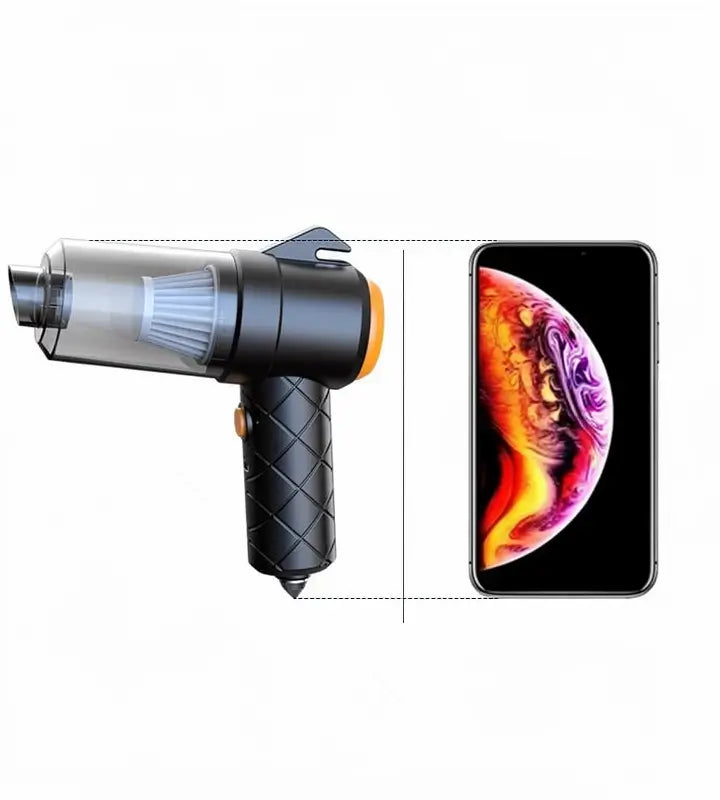 Aspiradora Portátil Inalámbrica con Rompe Vidrios y Corta Cinturón, Potente para Auto, Hogar y Mascotas, Carga USB