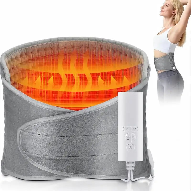 Almohadilla Térmica Eléctrica para Cintura - 9 Niveles de Calor y 4 Ajustes de Temporizador - Cojín Térmico Ajustable para Espalda, Cólicos, Abdomen y Hombros - Enchufe de Reino Unido