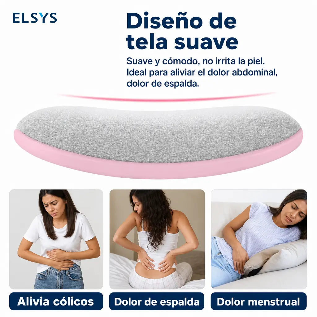 Almohadilla térmica inalámbrica portátil rosa con masaje, 6 niveles de calor y apagado automático para cólicos menstruales y dolor lumbar abdominal