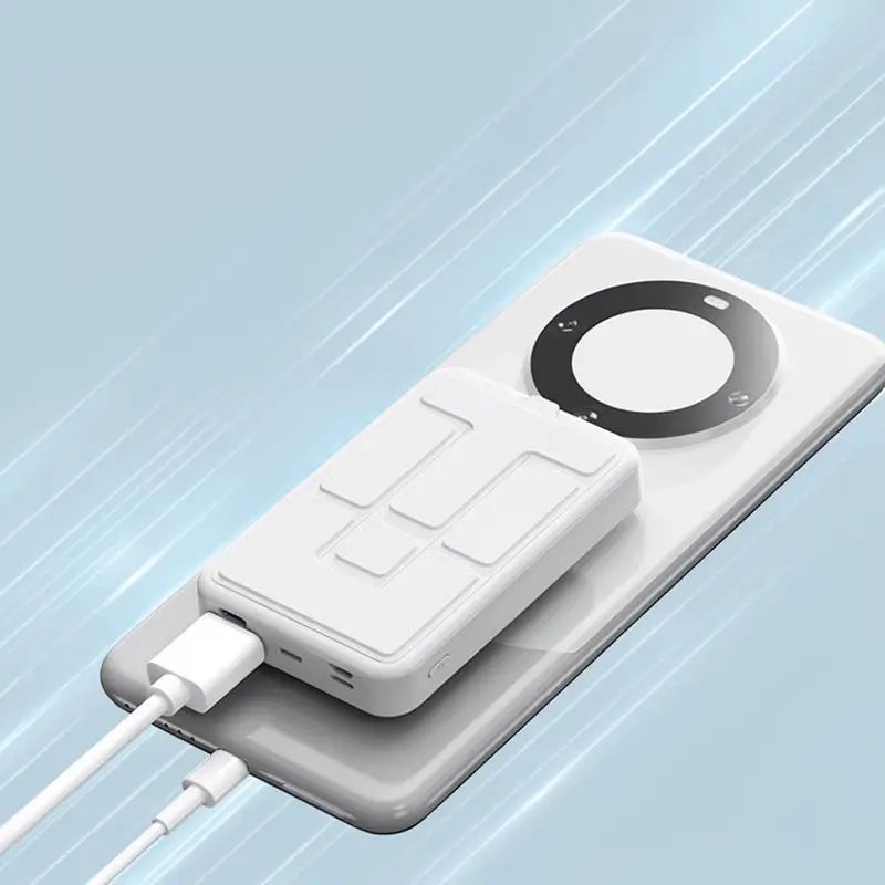 Batería Portátil Magnética 10000mAh Cargador Inalámbrico con Cable USB-C y Pantalla LED Power Bank Plegable Compatible con Serie 17/16/15/14/13/12 Pro y Pro Max Silicón Compacto