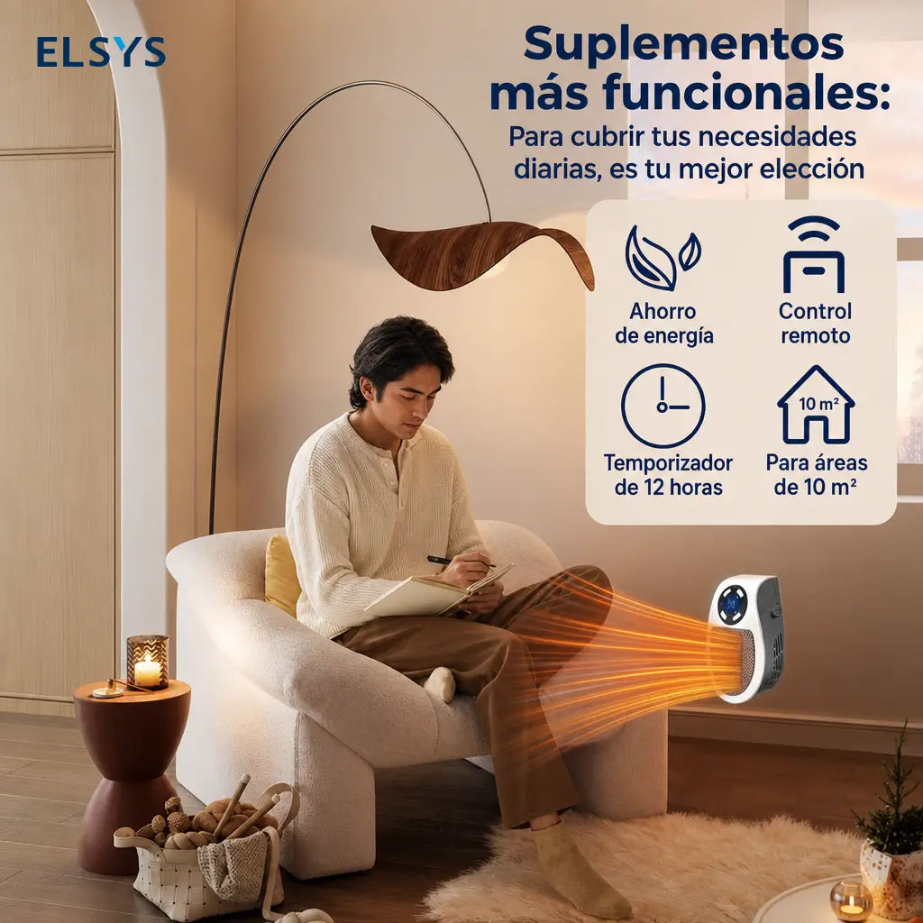 Mini calefactor enchufable con pantalla LED, temporizador ajustable y control remoto para mantener cálidos baños y cuartos de mascotas en espacios pequeños