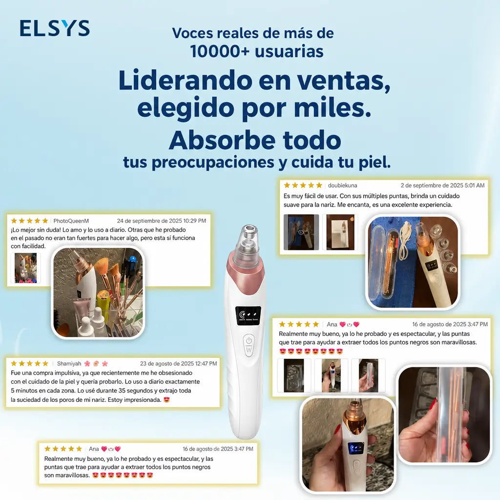 Aspirador de puntos negros recargable USB con 3 niveles de succión para limpieza facial profunda en casa o de viaje