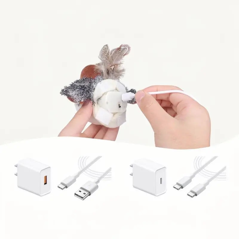 Juguete para Gato de Pájaro con Movimiento, Sonido Realista de Gorjeo, Activado por Toque, Recargable y Colgante, Juguete Interactivo y Duradero para Ejercicio