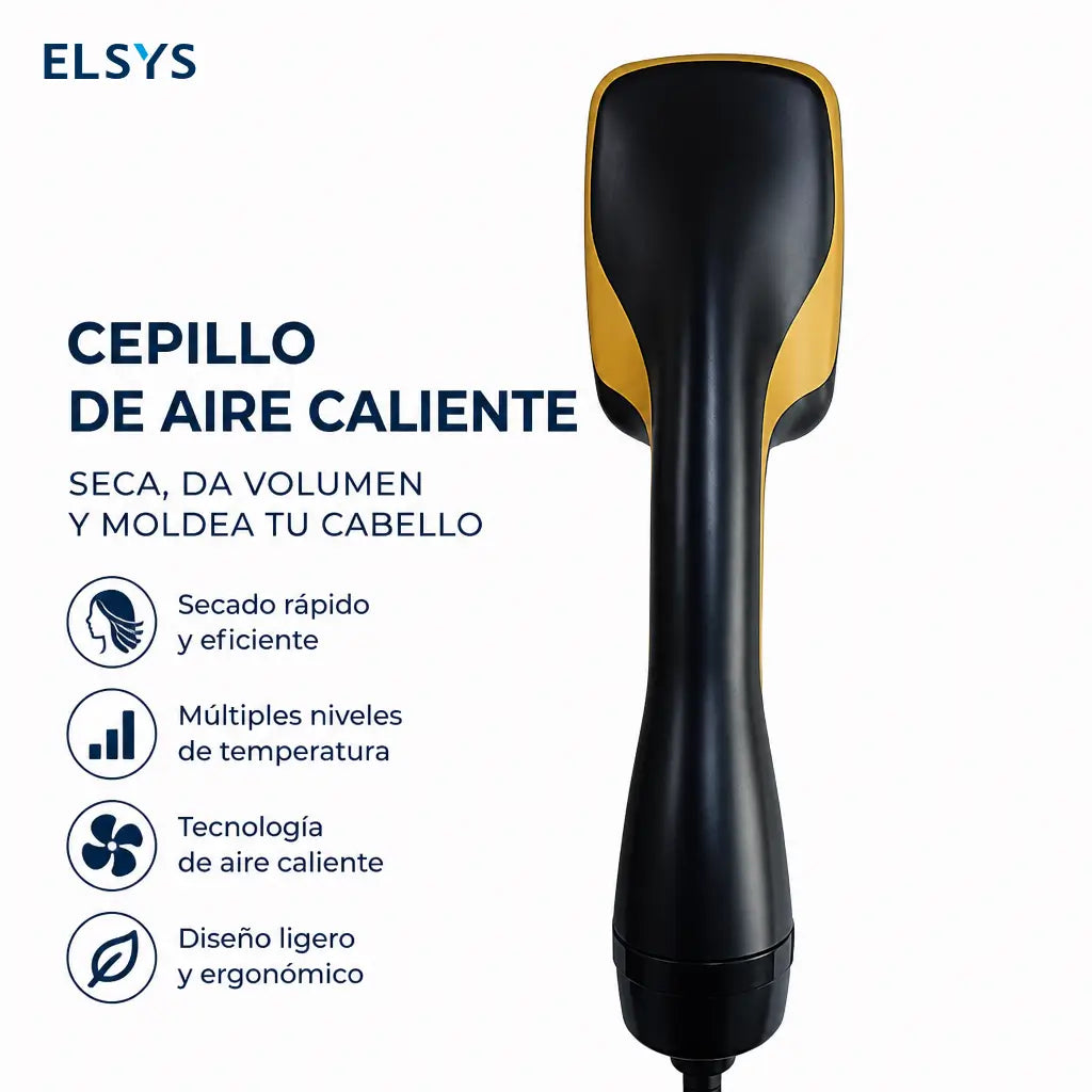 Cepillo de aire caliente con iones negativos y alisado automático para peinar en casa o salón con acabado suave diario