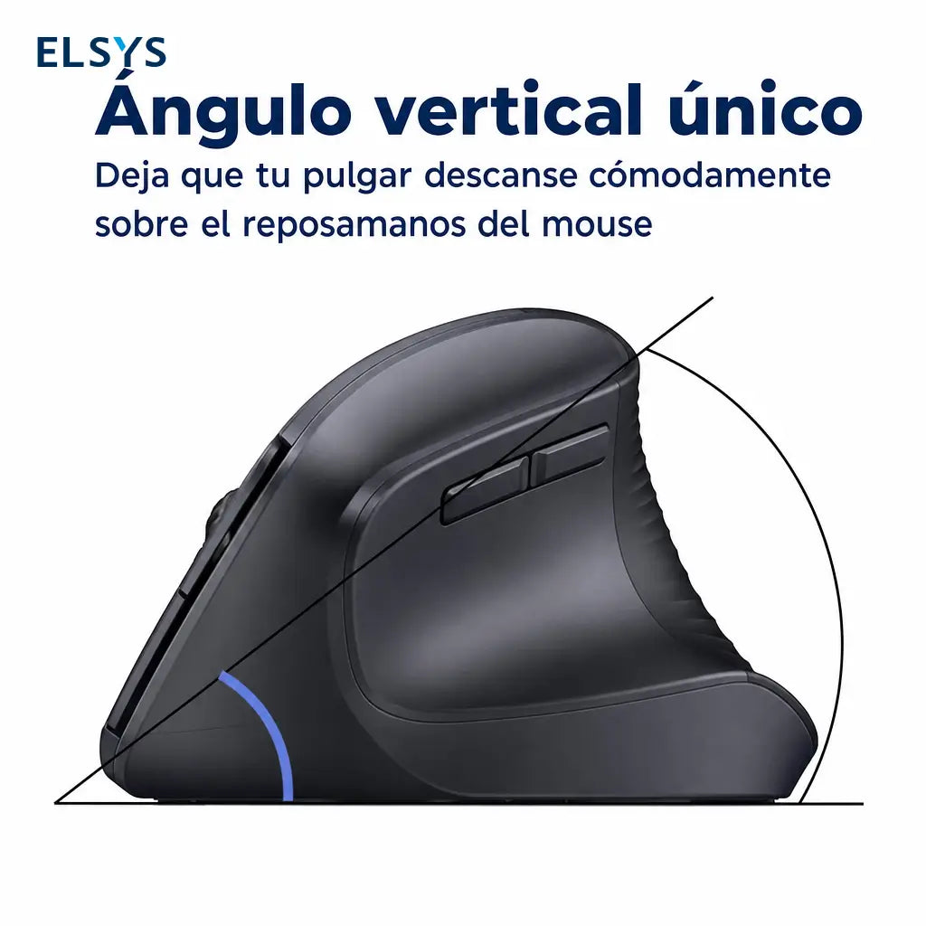 Mouse vertical ergonómico inalámbrico 2.4G con 5 botones, 4000 DPI ajustable y clic silencioso para oficina, laptop y computadora diaria