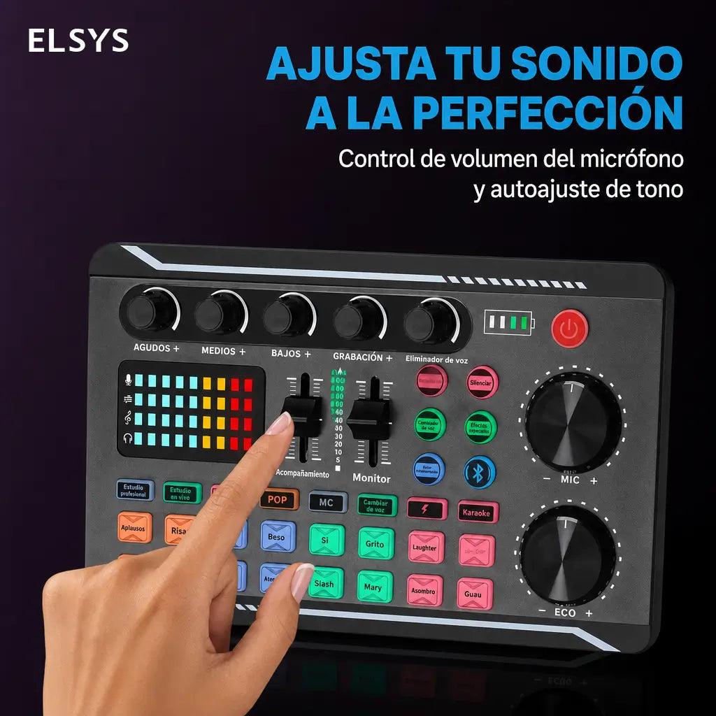 Interfaz de audio F998 con mezclador DJ y cambiador de voz para streaming, karaoke, podcast y gaming en PC portátil recargable