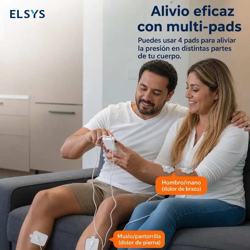 Masajeador muscular TENS/EMS recargable con 10 modos, 30 intensidades y 4 parches para aliviar tensión diaria en cuello, espalda y piernas