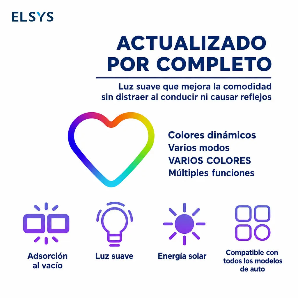 Luz LED neón solar en forma de corazón para pilar C, decoración interior inalámbrica para personalizar tu auto moderna y ecológica