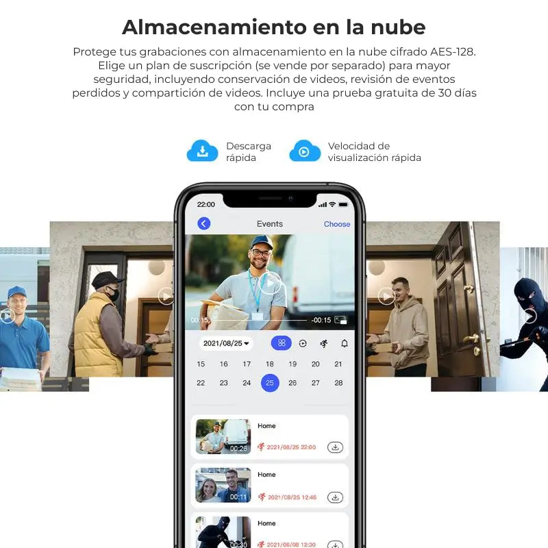 Video Timbre con Cámara Inalámbrico, WiFi Inteligente 1080P, Audio de Dos Vías, Detección Humana con IA, Visión Nocturna y Almacenamiento en la Nube, a Batería