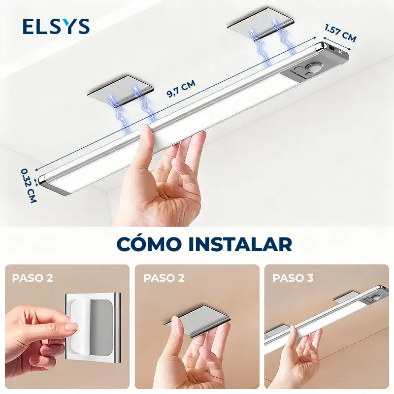 Luces LED magnéticas bajo gabinete con sensor de movimiento, brillo regulable y batería recargable para cocina, clóset, alacena y hogar moderno