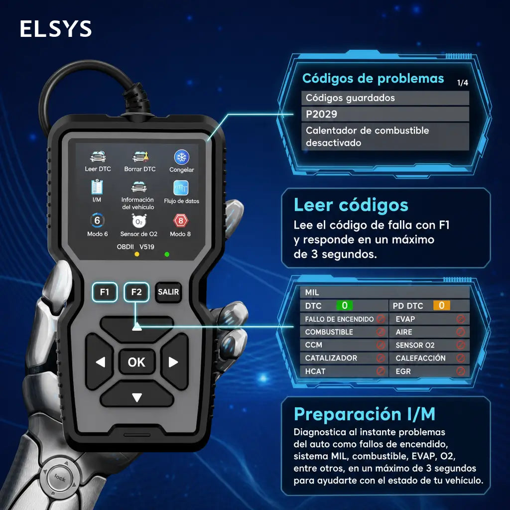Escáner automotriz OBD2 profesional con datos en vivo, modos 6 y 8 para diagnosticar autos compatibles después de 1996