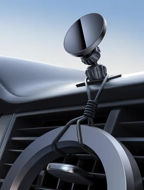Cargador MagSafe de 15W para Auto y Soporte Magnético – [Clip para Rejilla y Adhesivo para Tablero 2 en 1] Porta Celular Inalámbrico de Carga Rápida para iPhone 16/15 Pro Max Ajustable