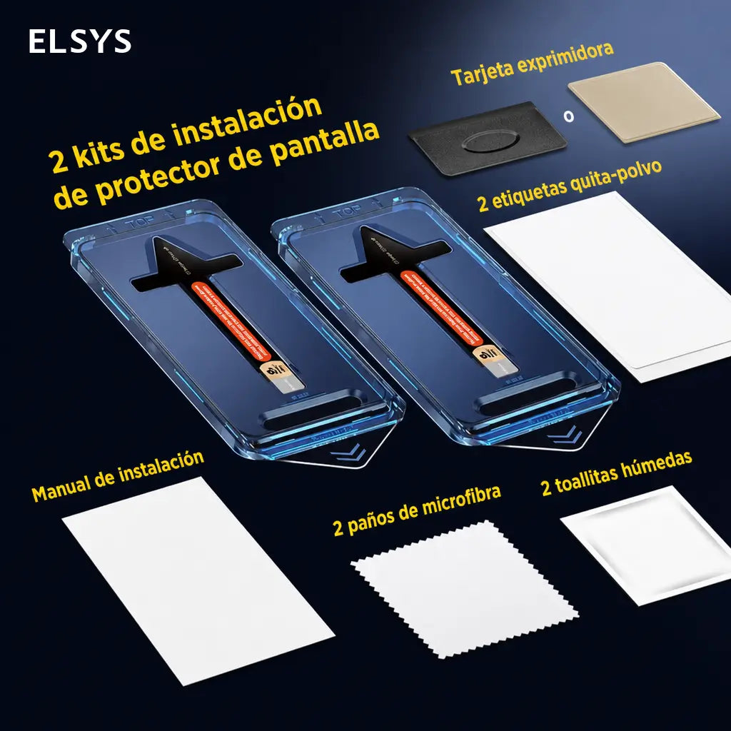 Protector de pantalla 2 piezas de vidrio templado, resistente a rayones y huellas, con instalación fácil para iPhone, Samsung y Google compatibles
