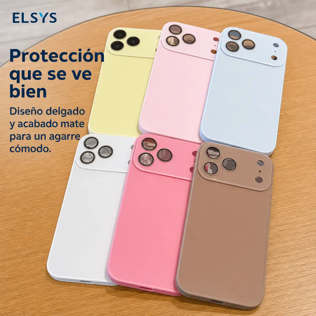 Funda delgada con textura cristal para iPhone 14/15/16/17 — antihuella y protección diaria contra golpes