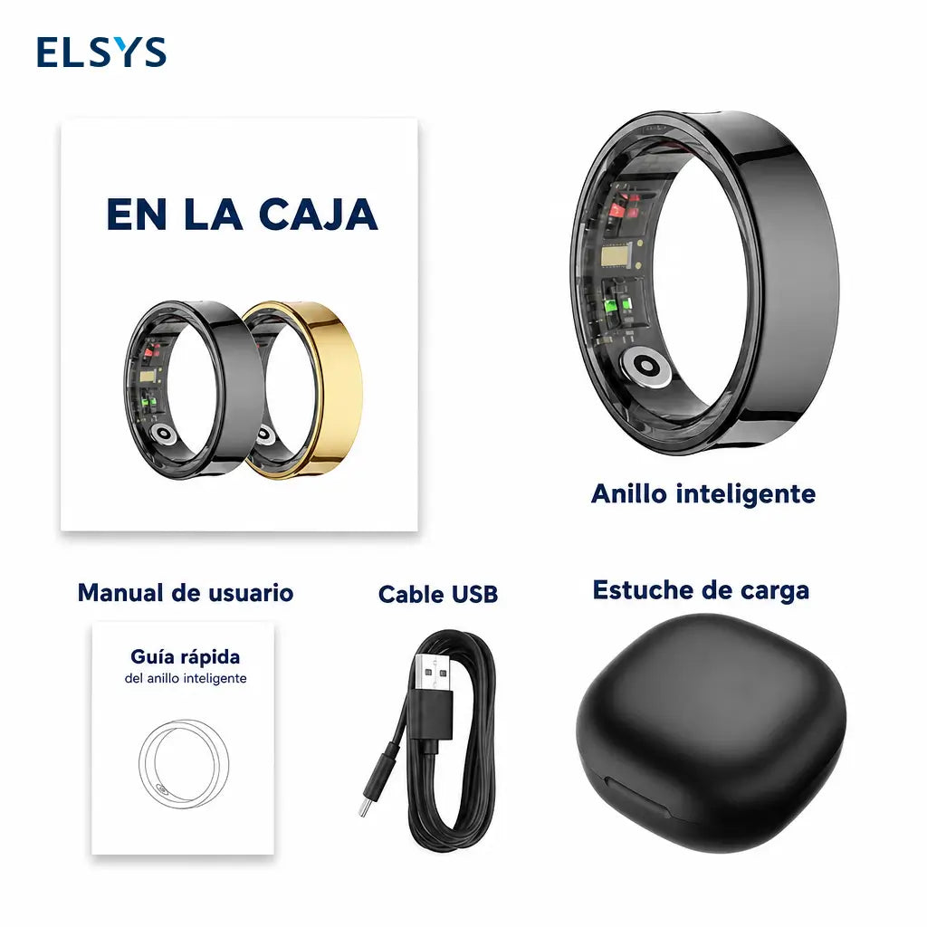 Anillo inteligente R09 con estuche de carga, monitoreo de sueño y temperatura para actividad diaria y bienestar en pareja sin complicaciones