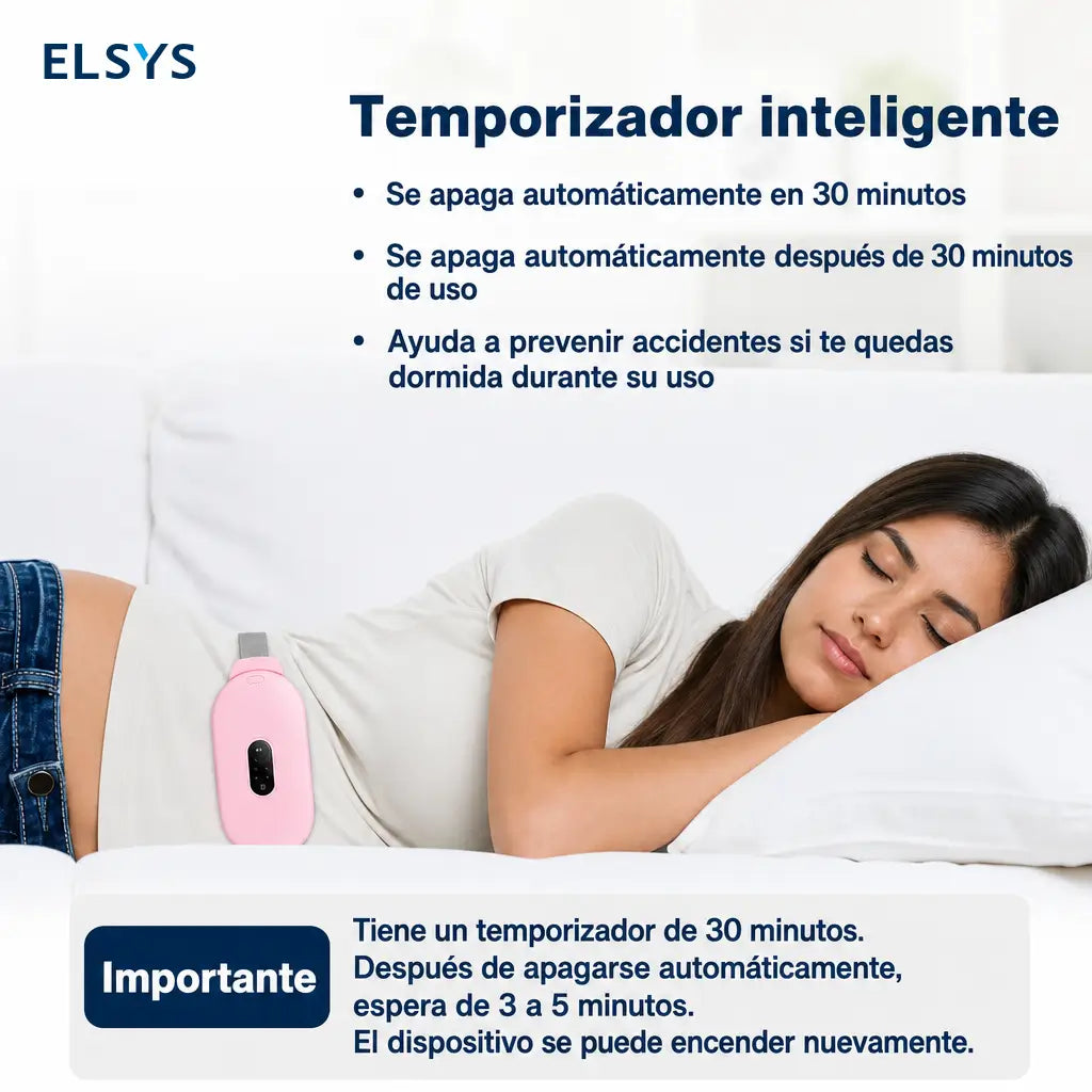 Almohadilla térmica inalámbrica portátil rosa con masaje, 6 niveles de calor y apagado automático para cólicos menstruales y dolor lumbar abdominal