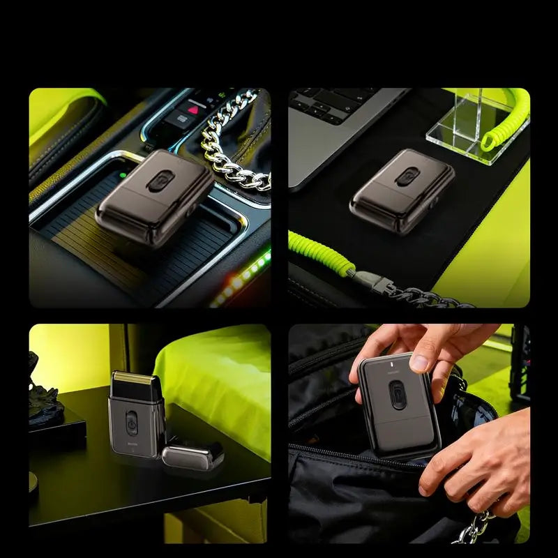Mini Rasuradora Eléctrica Portátil de Doble Cuchilla | Motor de Alta Velocidad | Recargable USB | Esencial para Viajes | Negro