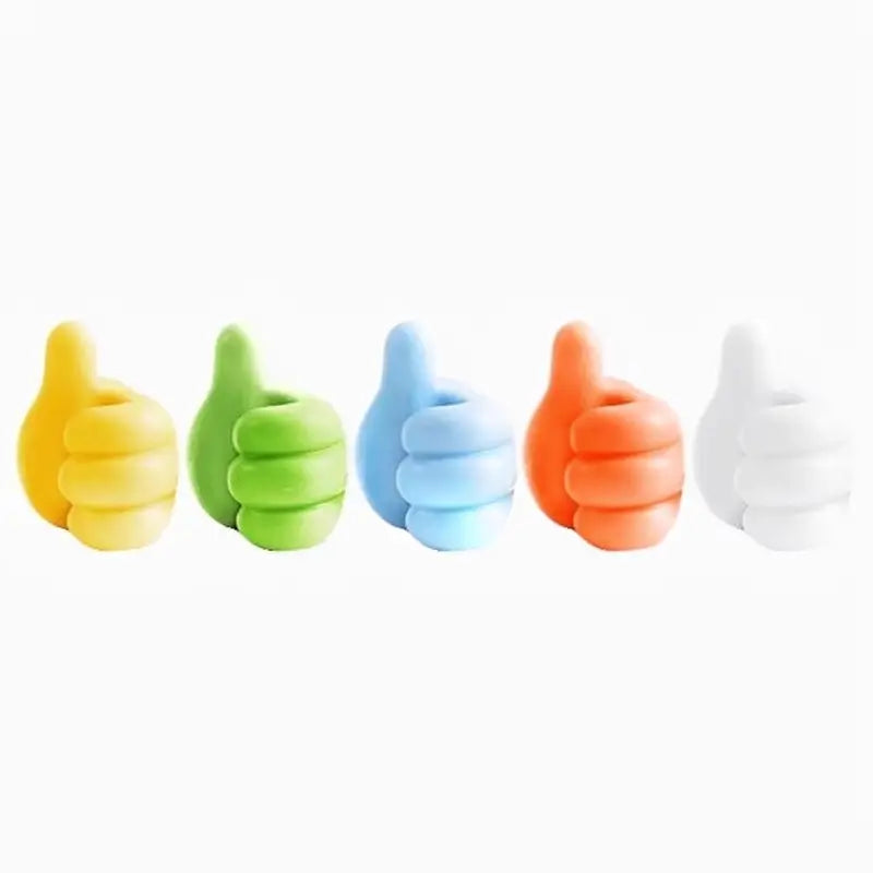Set de 4 Ganchos de Pared en Forma de Pulgar - Organizador de Cables Adhesivo Decorativo para Escritorio y Habitación, Sujeta Cables Multiusos de Silicona