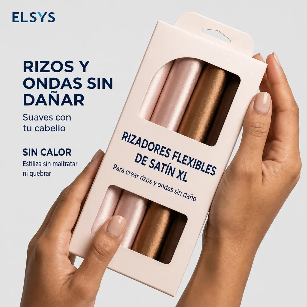 Rulos satinados sin calor jumbo flexibles de 4 piezas para ondas suaves y rizos grandes mientras duermes sin maltratar el cabello