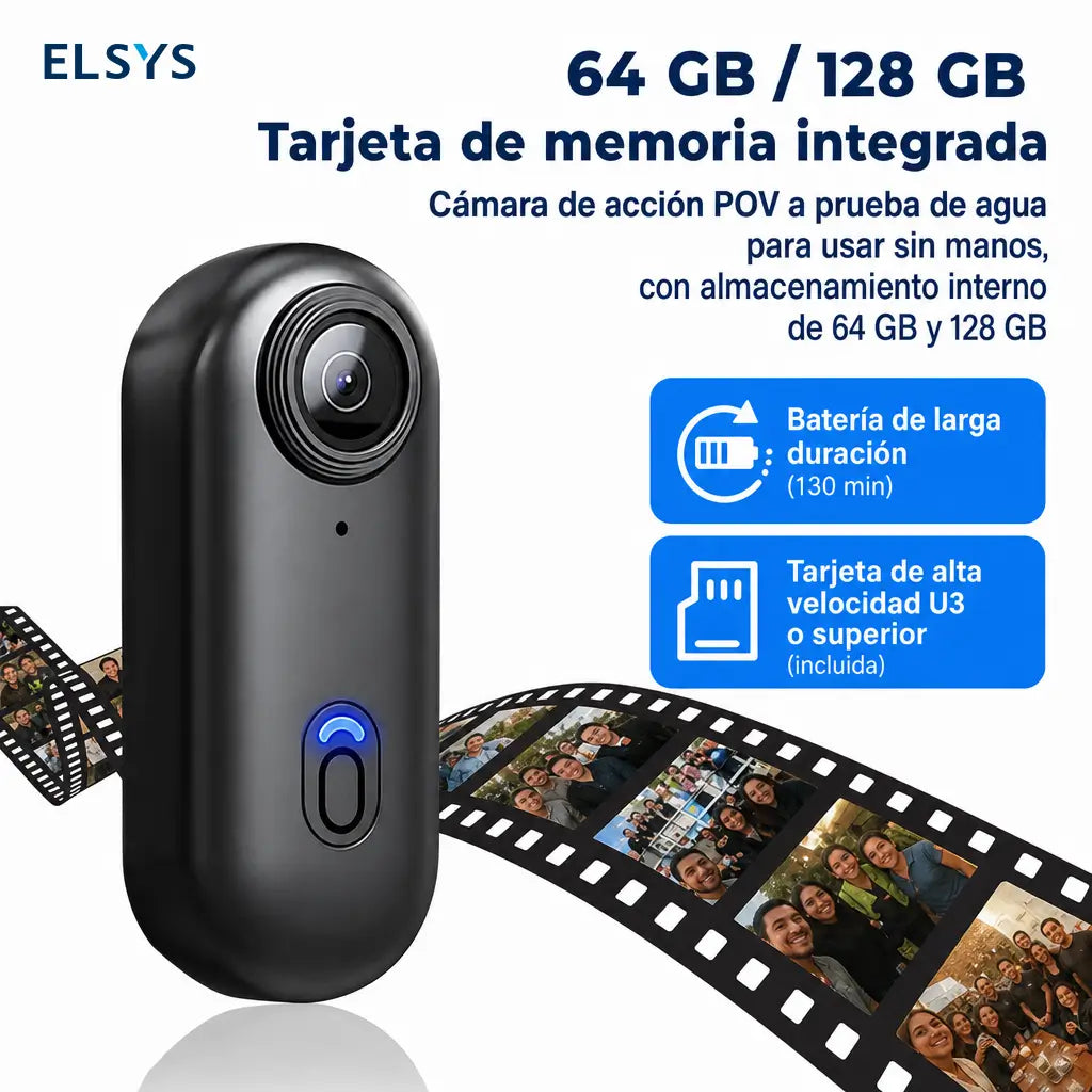 Cámara de acción 4K ultracompacta con montaje magnético para POV, ciclismo, mascotas, viajes y vlogs diarios al aire libre