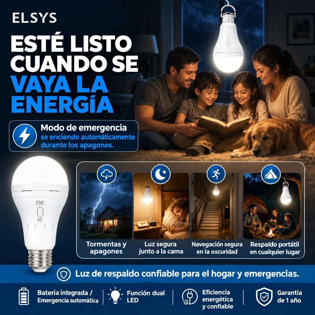 Foco LED recargable A21 E26 con gancho portátil