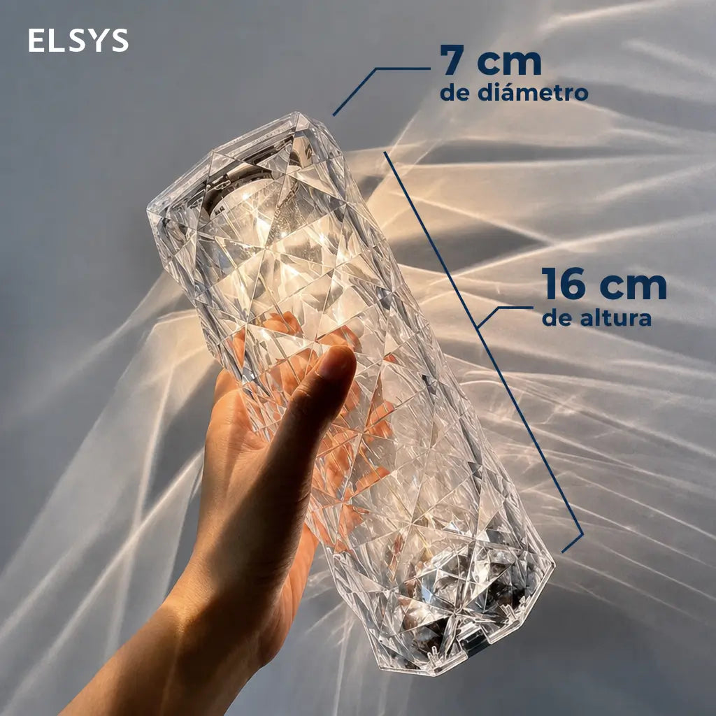 Lámpara de mesa LED tipo cristal rosa diamante RGB con control remoto y sensor táctil para ambiente en recámara y sala