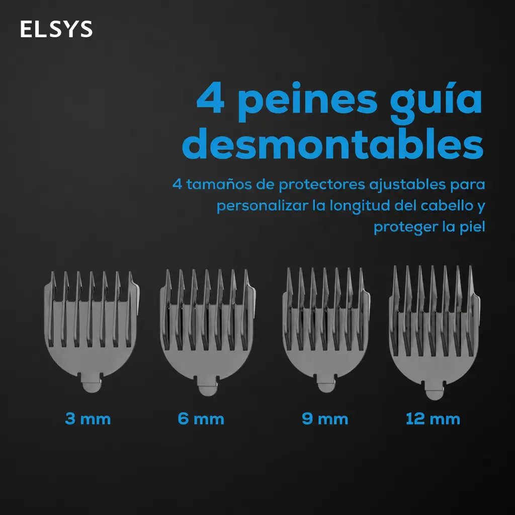 Recortadora eléctrica multifunción resistente al agua con carga USB-C rápida y 4 peines guía para barba, cabello y cuerpo, uso diario y viajes