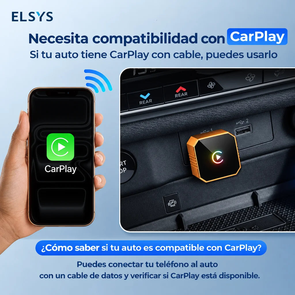 Adaptador inalámbrico CarPlay y Android Auto con 2 cables