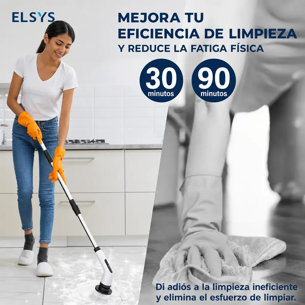 Cepillo eléctrico giratorio 7 en 1 inalámbrico con doble velocidad para limpiar baños, pisos, tinas, tapetes y techos en casa fácilmente