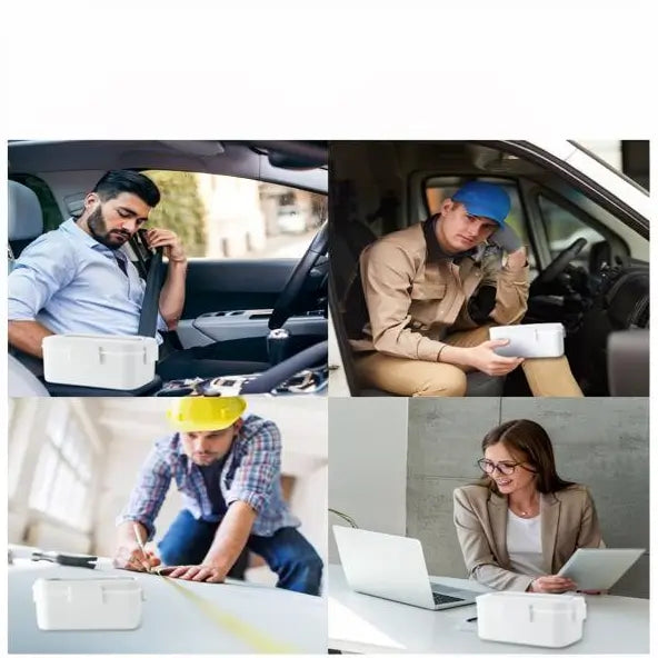 Lonchera Eléctrica Portátil de 80W, Calentador de Comida de 1.8L para Adultos con Cubiertos y Bolsa Térmica, Calentador Electrónico para Coche, Hogar y Oficina