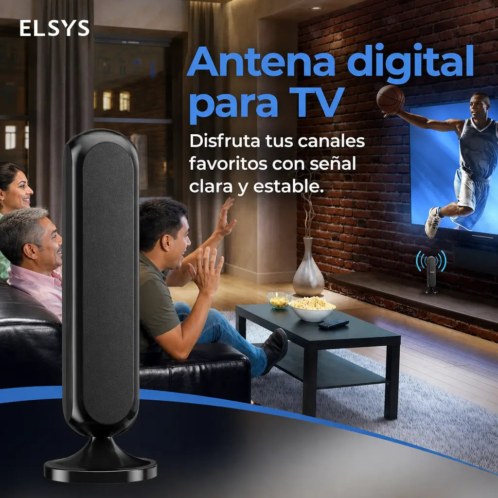 Antena digital interior para Smart TV con señal 360° amplificada, recepción 4K HD y fácil instalación en departamentos sin mensualidades