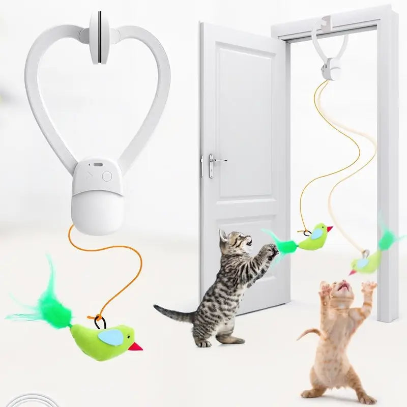Juguete Interactivo para Gatos de Interior - Juguete de Estimulación y Enriquecimiento para Gatitos y Gatos Adultos con Varita de Pluma de Pájaro Volador Eléctrica