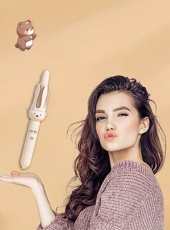 Rizador de Cabello Automático Giratorio de 32mm Tenaza Eléctrica para Ondas Grandes Sin Dañar el Pelo