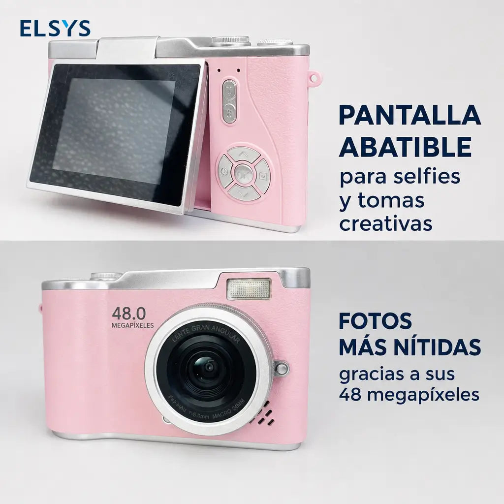 Cámara digital de bolsillo 1080p con filtros creativos, juegos integrados y pantalla plegable para principiantes y vlogging en viajes escolares diarios