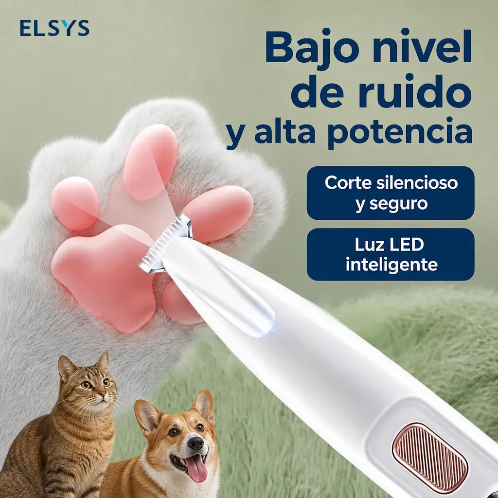 Rasuradora recargable para mascotas con luz LED, corte silencioso de precisión para patitas, cara y orejas de perros y gatos pequeños