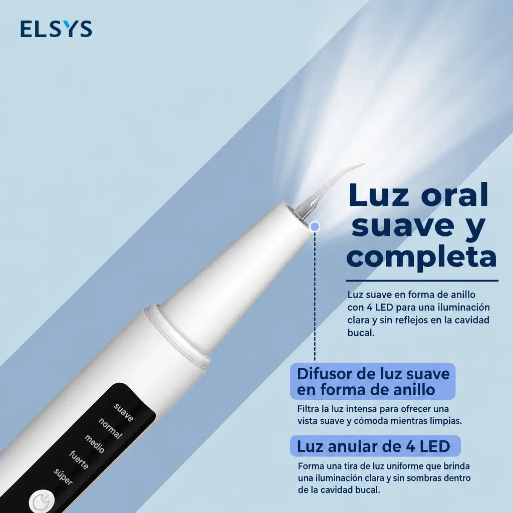 Raspador dental ultrasónico con vibración magnética, luz LED y cabezales reemplazables para higiene bucal diaria contra placa y sarro adultos