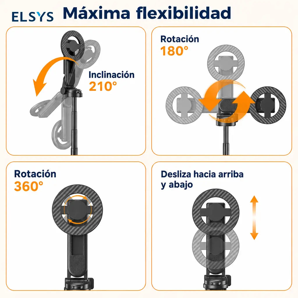 Bastón selfie magnético 4 en 1 con control Bluetooth, trípode estable y rotación 360° para fotos con celular en viajes grupales