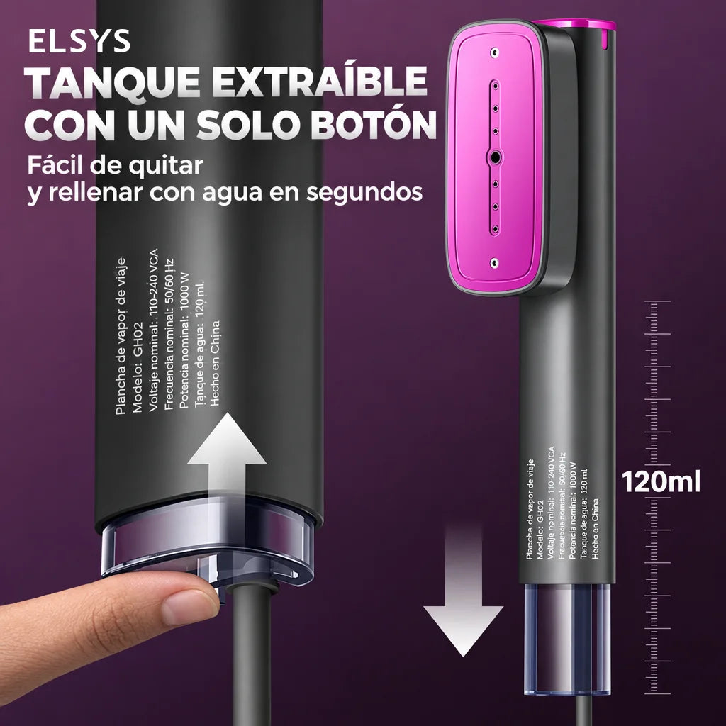 Vaporizador de ropa 2 en 1 con tanque de 120 ml